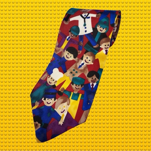 Save the Children Other - Save the Children Multicolored Professions 100% Silk Tie OS